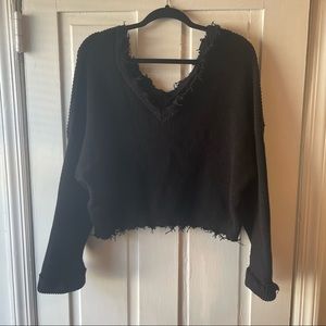 Cropped V-Neck Sweater